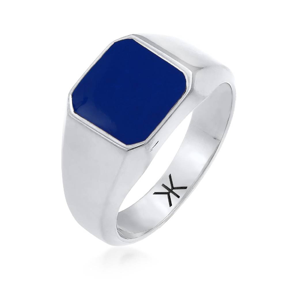 Kuzzoi Siegelring Basic | Emaille (Blau) Neueste Mode