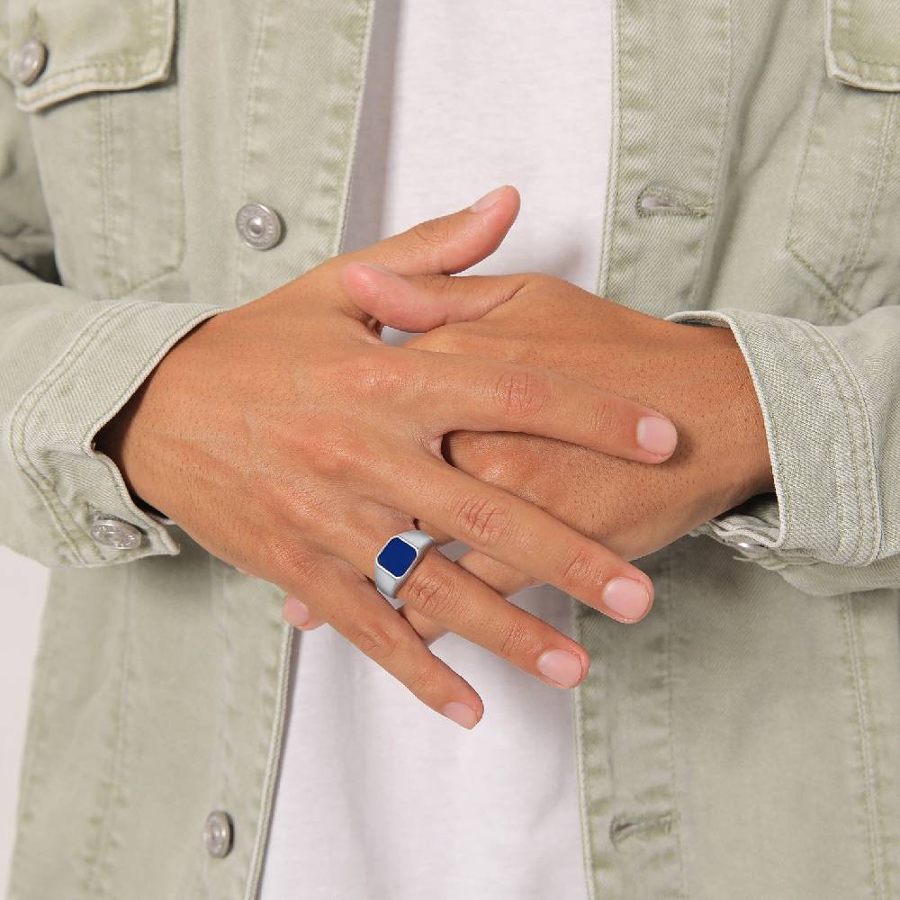 Kuzzoi Siegelring Basic | Emaille (Blau) Neueste Mode