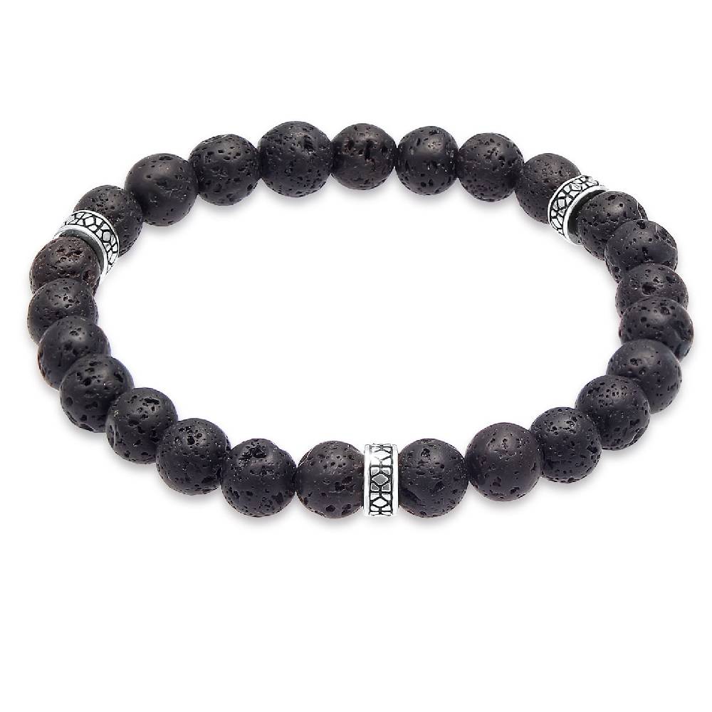 Kuzzoi Armband Vintage | Lava Perlen (Schwarz) Black Friday Preise