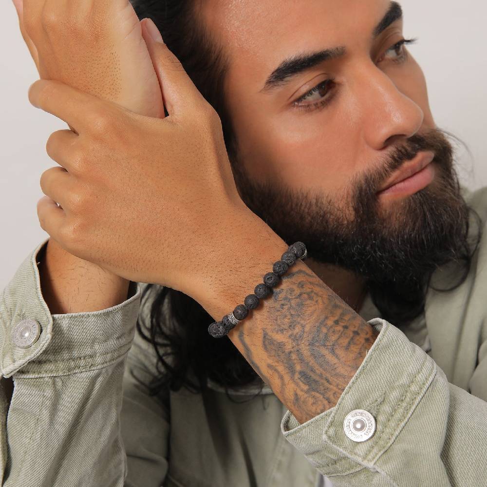 Kuzzoi Armband Vintage | Lava Perlen (Schwarz) Black Friday Preise