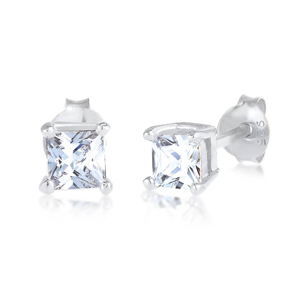 Kuzzoi Ohrstecker Quadrat | Zirkonia Kristalle (Weiß) Exklusive Angebote