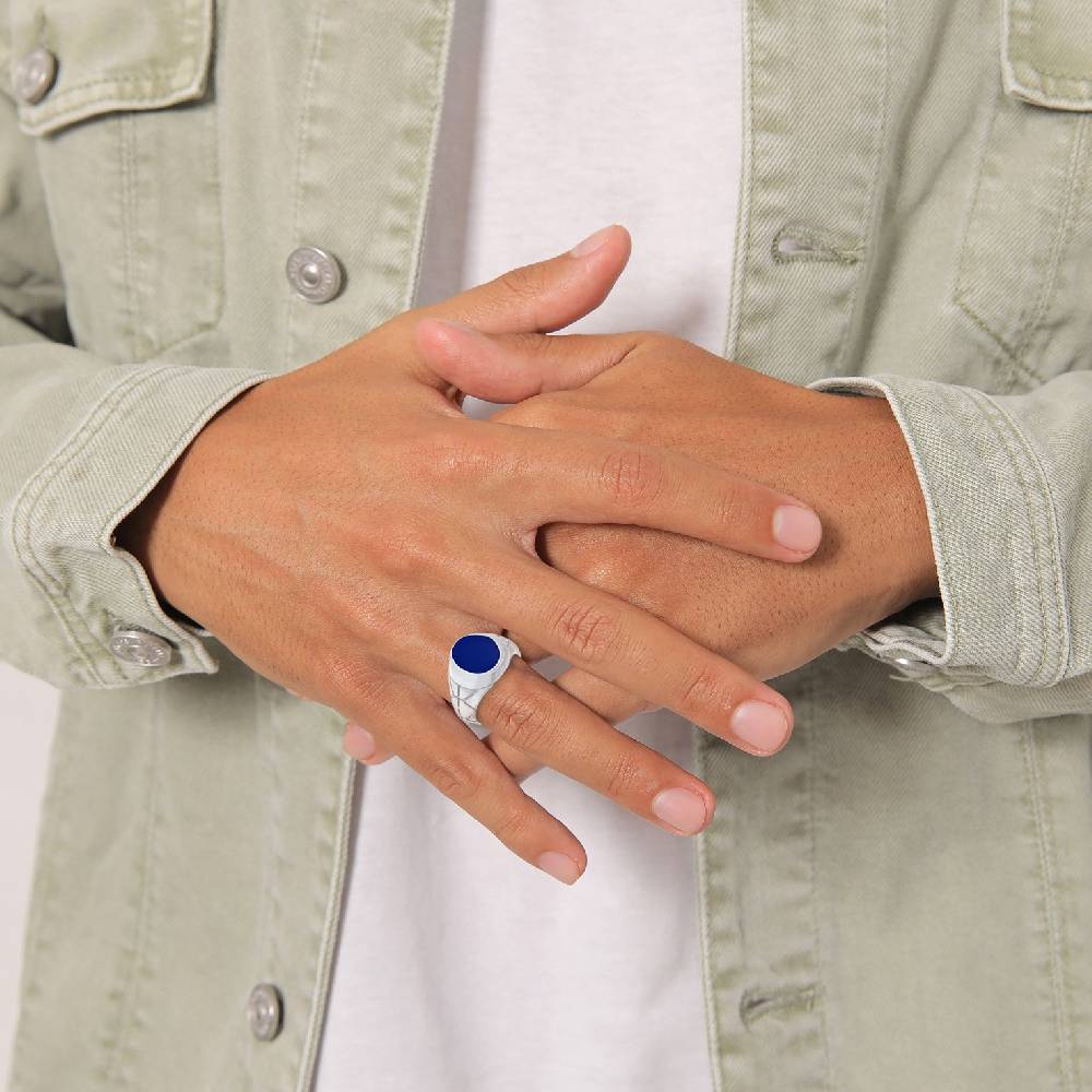 Kuzzoi Siegelring Elegant | Emaille (Blau) Neueste Stile