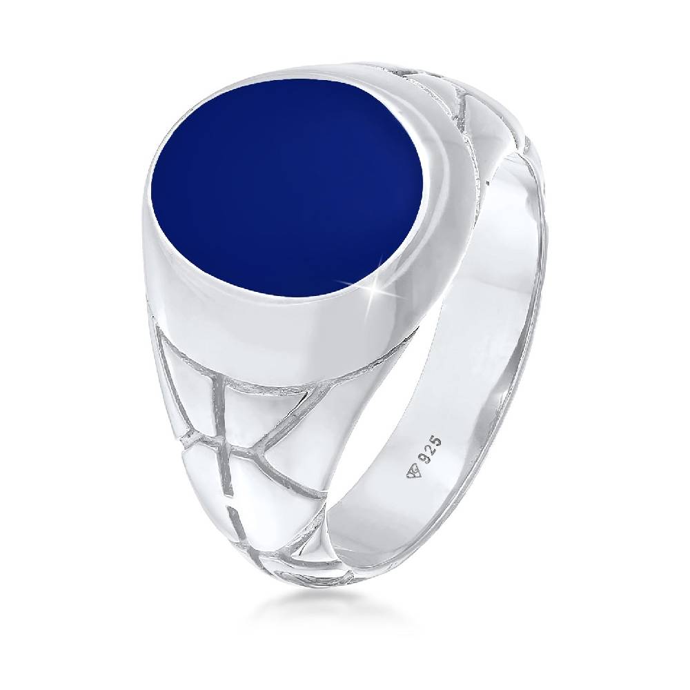 Kuzzoi Siegelring Elegant | Emaille (Blau) Neueste Stile