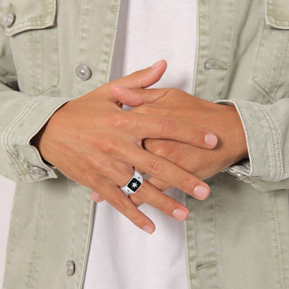Kuzzoi Siegelring Stern | Emaille Online Shopping