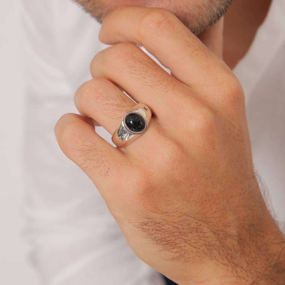Kuzzoi Siegelring Oval | Onyx (Schwarz) Online Shopping