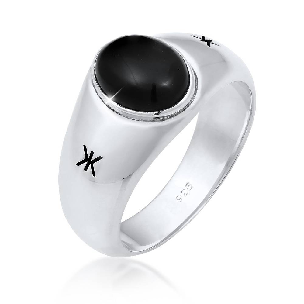Kuzzoi Siegelring Oval | Onyx (Schwarz) Online Shopping