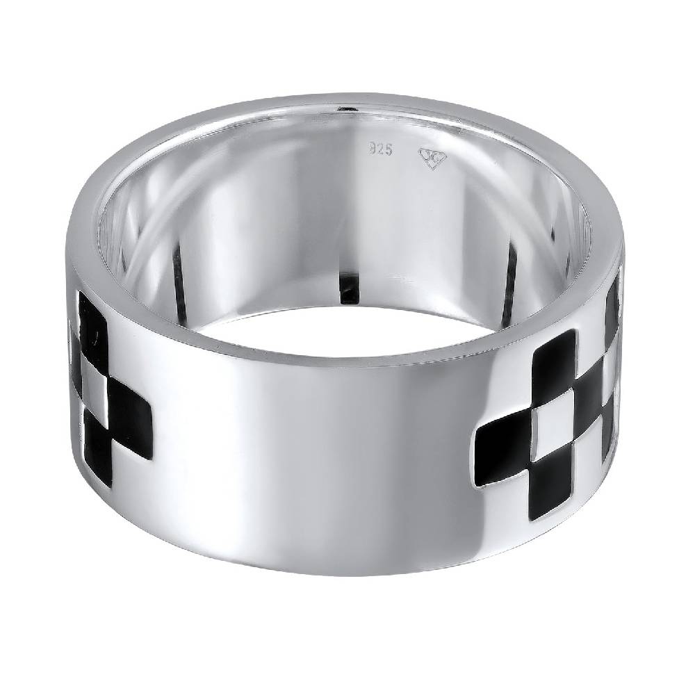 Kuzzoi Bandring Schachbrett | Emaille (Schwarz) Kostenloser Versand international