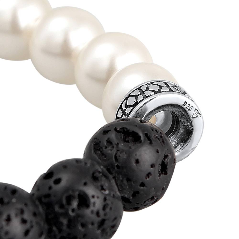 Kuzzoi Armband Schwarz-Weiß | Lava Perlen Angebote