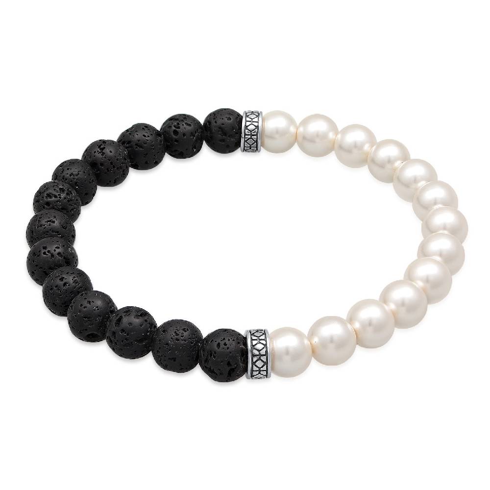 Kuzzoi Armband Schwarz-Weiß | Lava Perlen Angebote