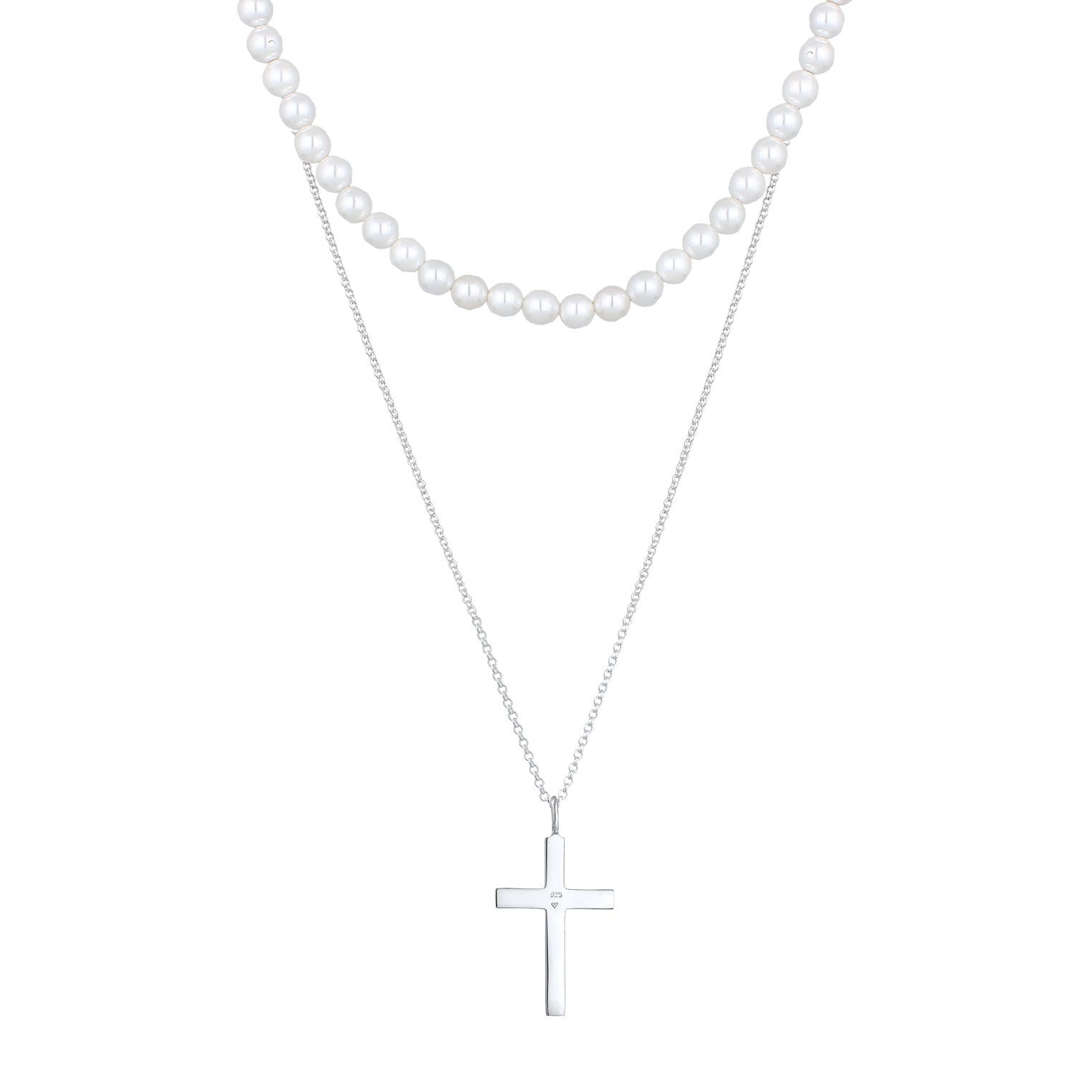 Kuzzoi Halskette Kreuz Anhänger 2er Set | Muschelkernperlen Weihnachtsangebot