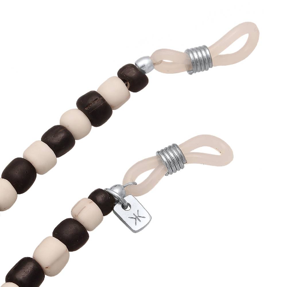 Kuzzoi Brillenkette Beads | Glas Perlen (Schwarz & Weiß) Neueste Mode