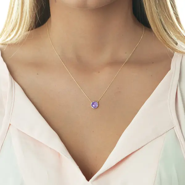 ﻿Leaf Jewelry Halskette Amethyst, 14 K Gelbgold Vatertagsangebot