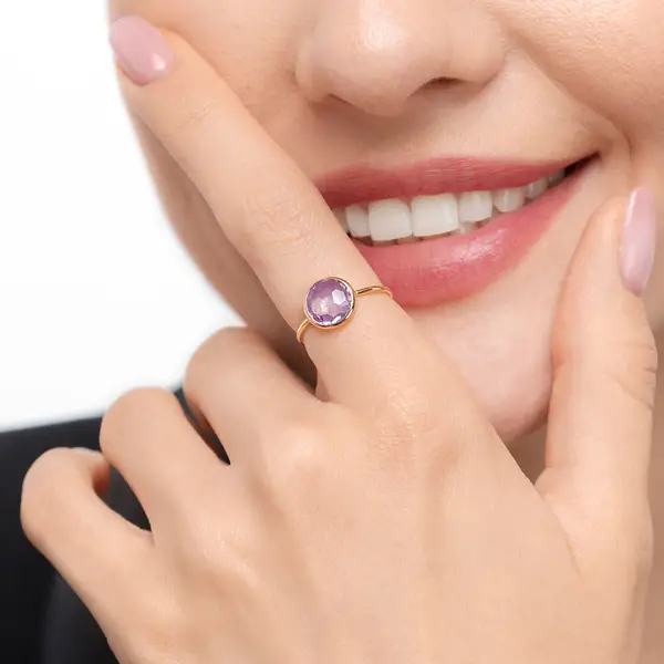 Leaf Jewelry Ring Amethyst, 14 K Gelbgold Valentinstagsangebot