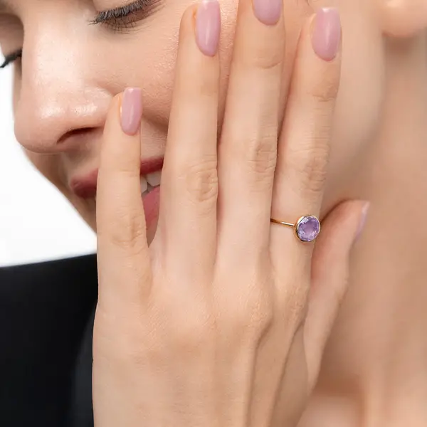 Leaf Jewelry Ring Amethyst, 14 K Gelbgold Valentinstagsangebot