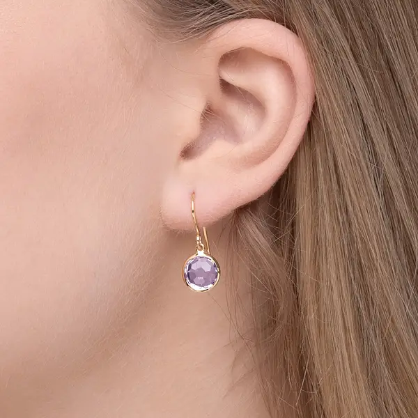 Leaf Jewelry Ohrringe Amethyst, 14 K Gelbgold Heißer Verkauf