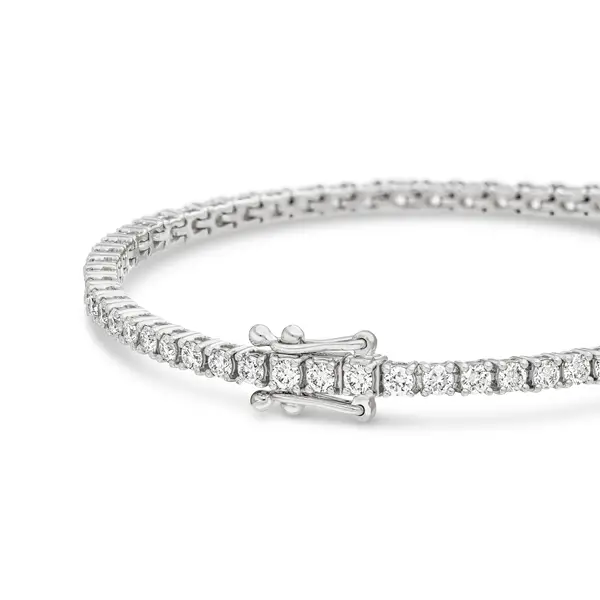 Leaf Jewelry Tennisarmband mit Diamanten, Weißgold, 3.42ct, 17.0cm Neueste Mode