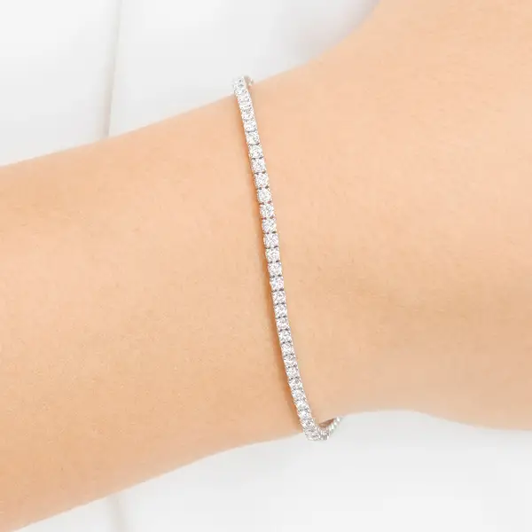 Leaf Jewelry Tennisarmband mit Diamanten, Weißgold, 3.42ct, 17.0cm Neueste Mode