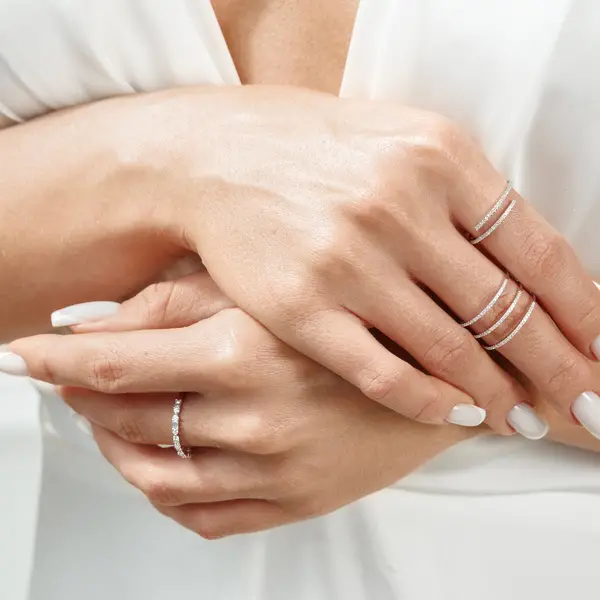 Leaf Jewelry Ring mit Baguette Diamanten, 14K Weißgold Neuheiten