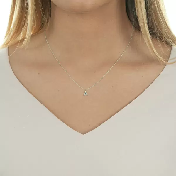 Leaf Jewelry Buchstabenketten, 14 K Weißgold mit Diamanten Saisonale Angebote