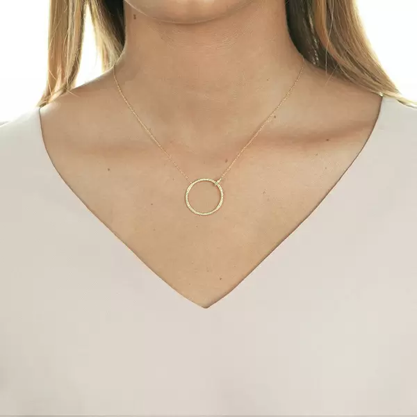 Leaf Jewelry Halskette Circle Groß mit Diamanten, 18 K Gelbgold Sonderangebote