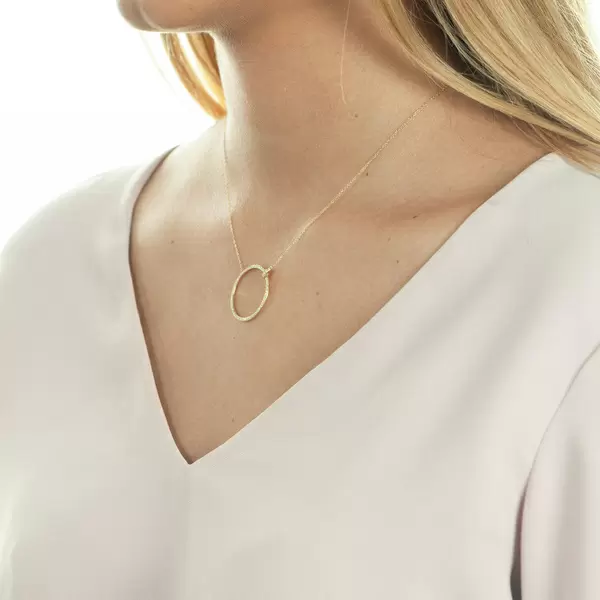 Leaf Jewelry Halskette Circle Groß mit Diamanten, 18 K Gelbgold Sonderangebote