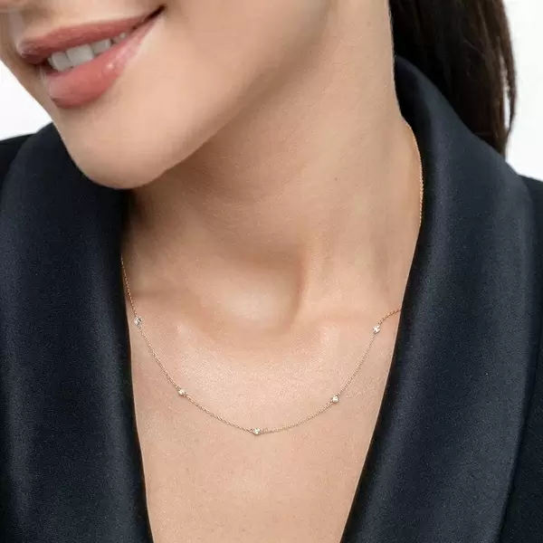 Leaf Jewelry Halskette Pure Quintruple Diamant, 18K Gelbgold Riesige Ersparnisse