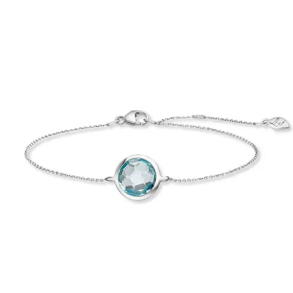 Leaf Jewelry Armkette Blue Topaz, 14 K Weissgold Neueste Stile