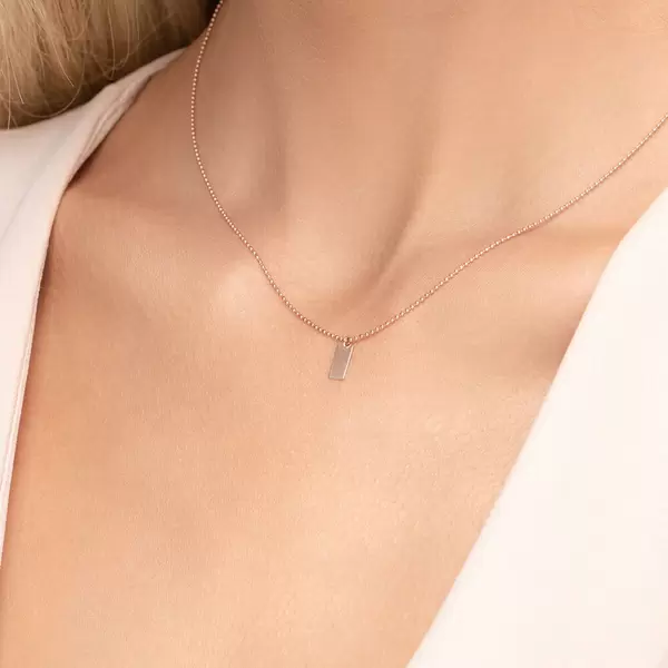Leaf Jewelry Halskette Tiny Dog Tag, 14 K Rosegold Letzter Tag