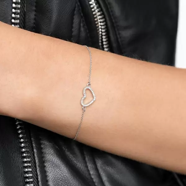 Leaf Jewelry Armkette Heart mit Diamanten, 18 K Weißgold Bis zu 50% Rabatt
