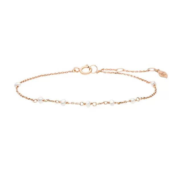 Leaf Jewelry Armkette White Pearls, 14 K Rosegold Bis zu 65% Rabatt