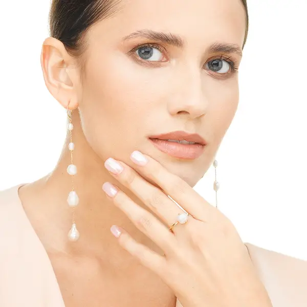 Leaf Jewelry Ring Barock Pearl, 14K Gelbgold Nur für heute