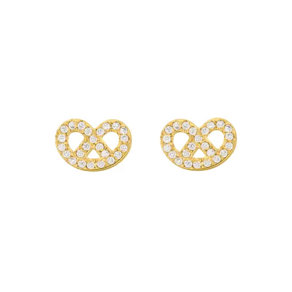 Leaf Jewelry Ohrstecker Brezn mit Zirkonia, 18 K Gelbgold vergoldet Sonderangebot der Fabrik