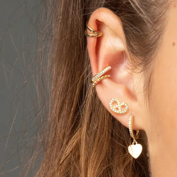 Leaf Jewelry Ohrstecker Brezn mit Zirkonia, 18 K Gelbgold vergoldet Sonderangebot der Fabrik