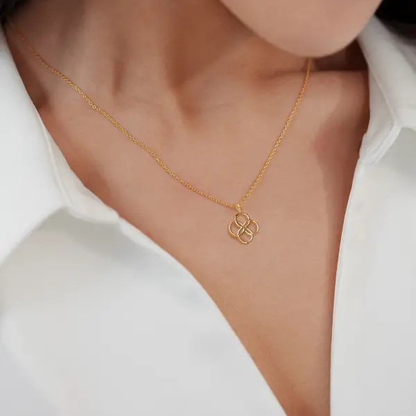 Leaf Jewelry Halskette Clover Charm, 18 K Gelbgold vergoldet Vierteljährliche Förderung
