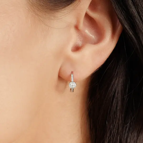 Leaf Jewelry Creolen Pave II, 14K Weißgold Riesige Rabatte