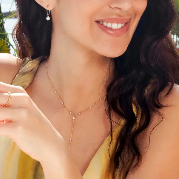 Leaf Jewelry Y-Halskette Flying Pearls, 18 K Gelbgold vergoldet Speichern exportieren