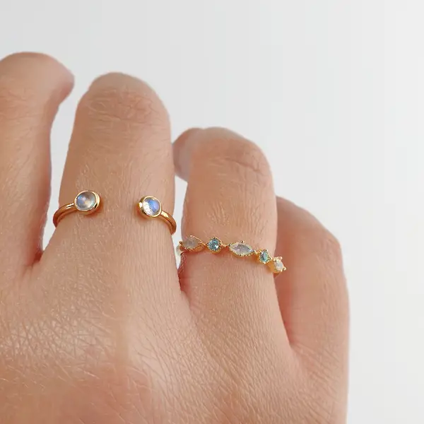 Leaf Jewelry Silber Ring, Oval Gems, Rosenquarz, Gelbgold Rabatte dieses Monats