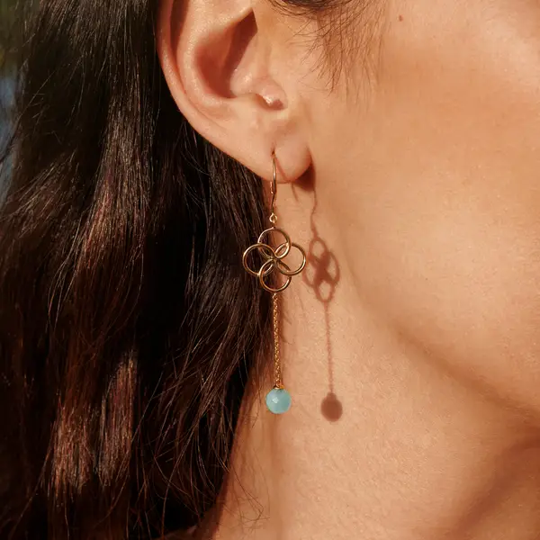 Leaf Jewelry Ohrhänger Clover Charm, Aqua Chalzedon, 18 K Gelbgold vergoldet Hotsell