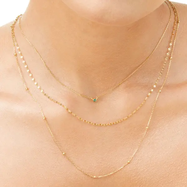 Leaf Jewelry Halskette Smaragd, 14K Weißgold Fabrikverkauf