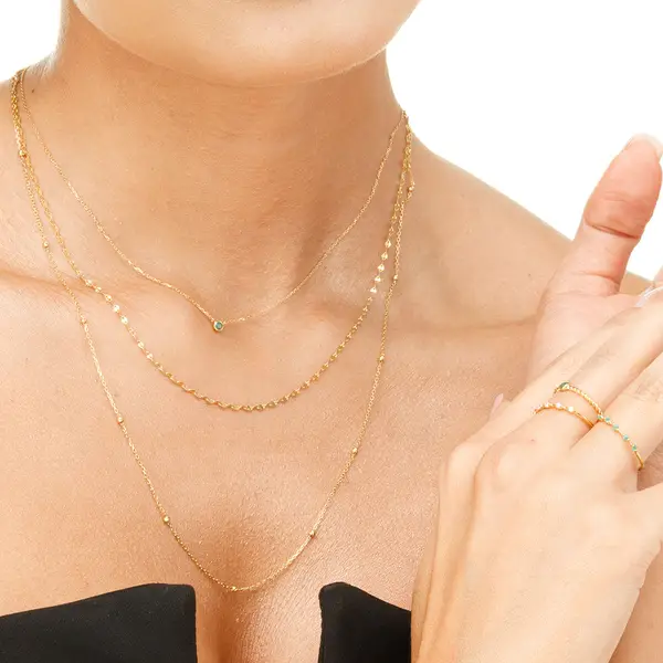 Leaf Jewelry Halskette Smaragd, 14K Weißgold Fabrikverkauf