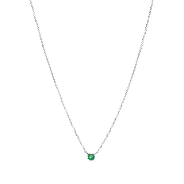 Leaf Jewelry Halskette Smaragd, 14K Weißgold Fabrikverkauf