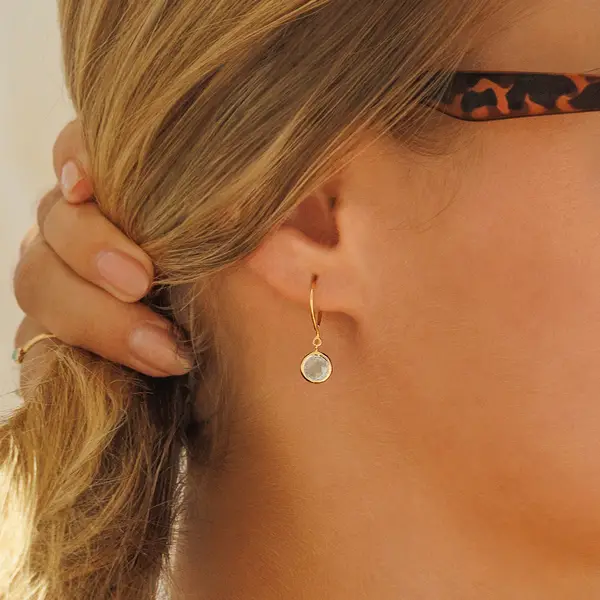 Leaf Jewelry Ohrhänger Solitär, Rosenquarz, 18 K Gelbgold vergoldet Blitzverkäufe