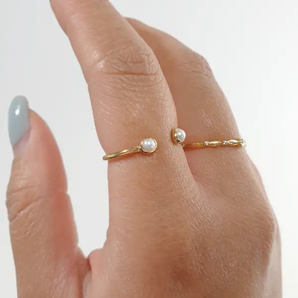 Leaf Jewelry Silber Open Ring, Perle, Rosegold Fabrik Onlineshop