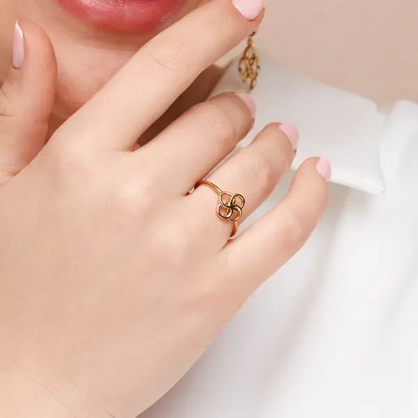 Leaf Jewelry Ring Clover Charm, 925 Sterlingsilber Versandkostenfrei