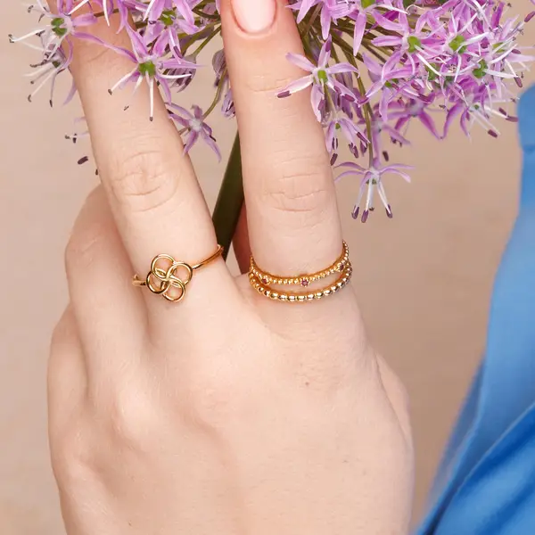 Leaf Jewelry Ring Clover Charm, 925 Sterlingsilber Versandkostenfrei
