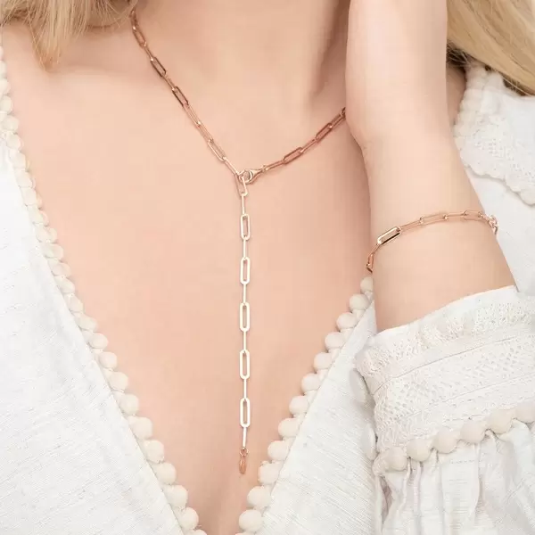 Leaf Jewelry Y-Halskette Square, 52cm, 18 K Rosegold vergoldet Osterangebot