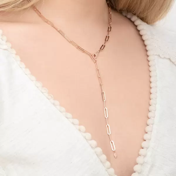 Leaf Jewelry Y-Halskette Square, 52cm, 18 K Rosegold vergoldet Osterangebot