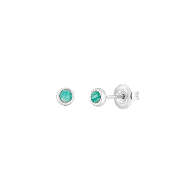 Leaf Jewelry Ohrstecker Pure Amazonit, 3mm, 925 Sterlingsilber Muttertagsangebot