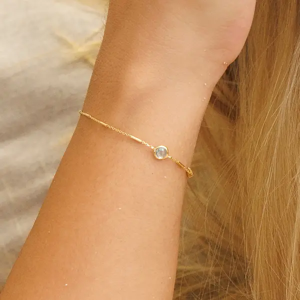 Leaf Jewelry Armkette Solitär, Rosenquarz, 18 K Rosegold vergoldet Heißer Verkauf