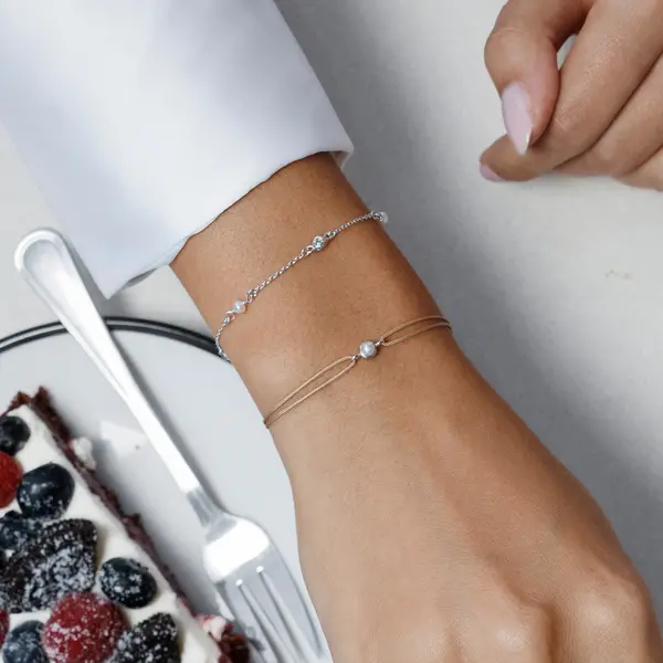 Leaf Jewelry Armkette Pure mit Süßwasserzuchtperlen, 925 Sterlingsilber Bestseller